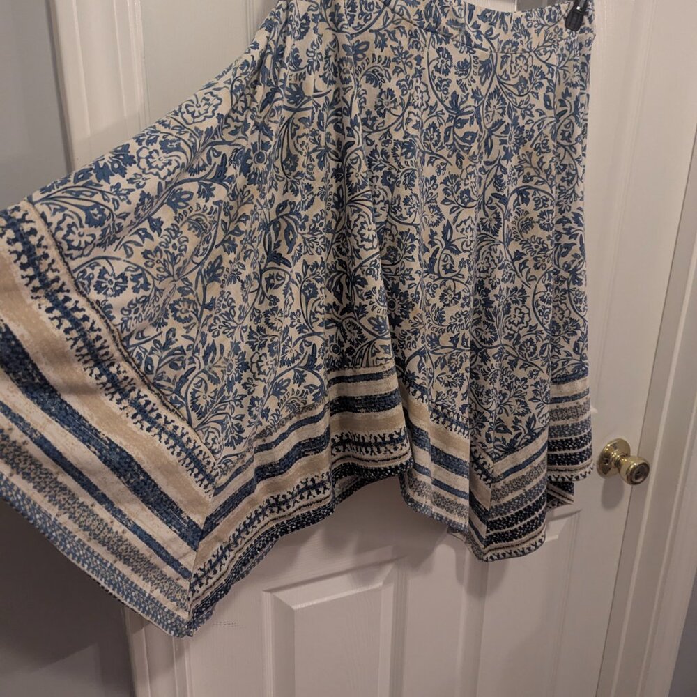 Cato handkerchief skirt in blue white and cream - M